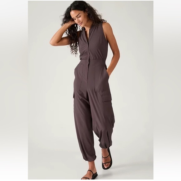 Athleta Pants - New Athleta 12 Brooklyn Utility Jumpsuit Shale Size 2
